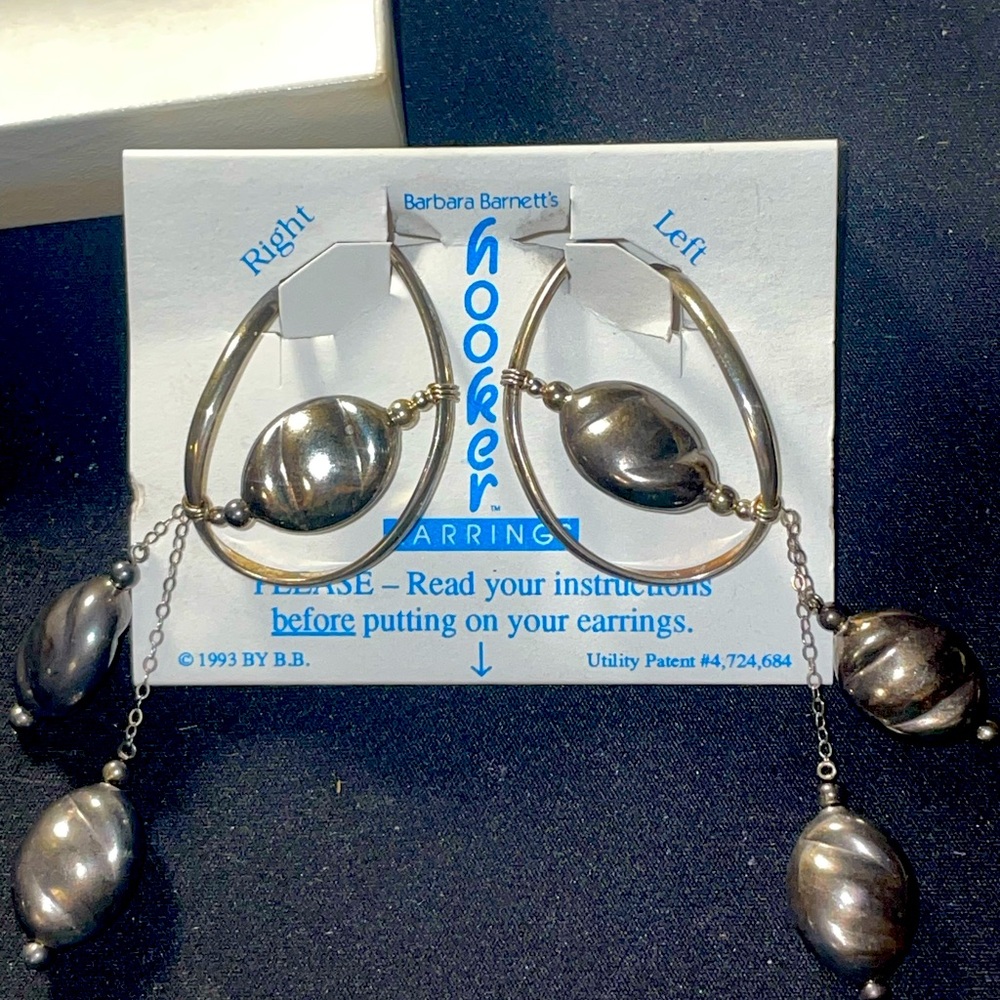 Vintage Barbara Barnett’s HOOKer Earrings - Sterling Silver & Made in the USA